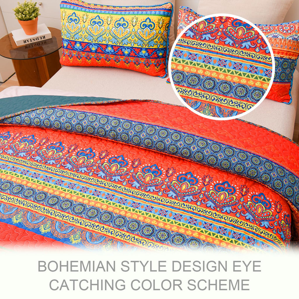 Reversible Boho Quilts Twin Size Blue