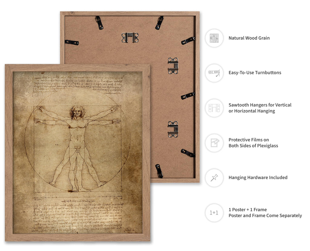 Master Classic Leonardo Da Vinci Poster - Vintage Renaissance Print - Gift for Artist, Friend - Vitruvian Man