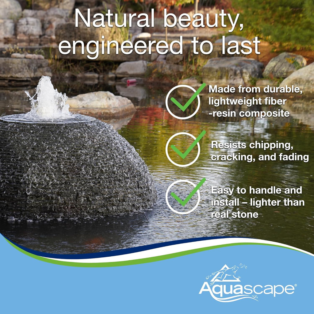 Stacked Slate Sphere Fountain, 24 Inch Diameter 61 cm, Lightweight Fiber-Resin Composite Decorative Water Feature