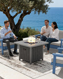 33" Outdoor Fire Pit Table, 50,000 BTU Square Propane Fire Pit Table with Lid, Glass Rock & Glass Wind Guard, HDPE Outdoor Furniture for Patio - Image 2