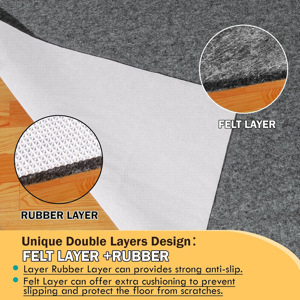 Waterproof Rug Pad 8x10 Ft, Under Area Carpet Padding, Non Slip Felt Rug Pads for Hardwood Floors, Protective