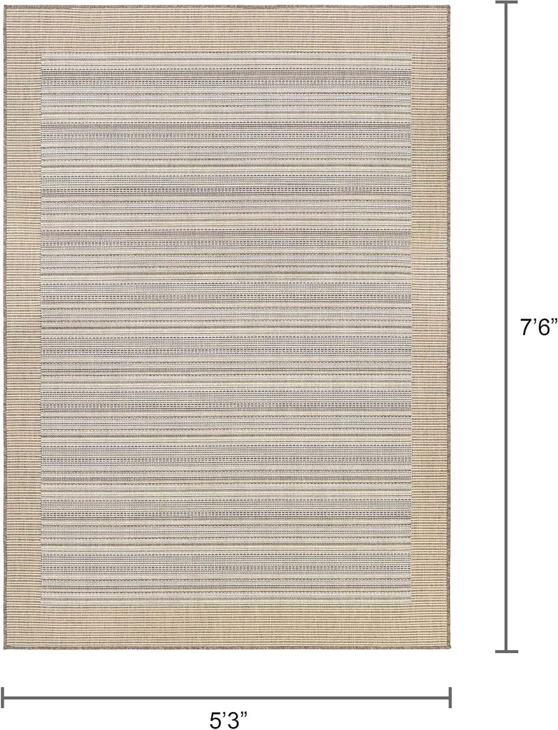 Monaco Bowline Striped Outdoor Area Rug, Brown