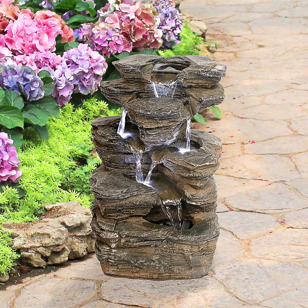 Devil's Thumb Falls Illuminated Garden Fountain, Full Color, 10 x 13 x 17.5 inches