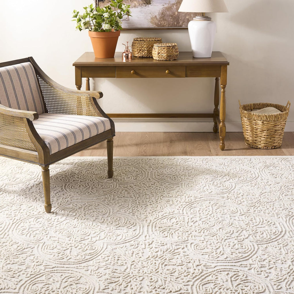 X Area Rug - 9' x 12', Ivory, Handmade Wool