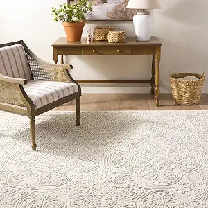 X Area Rug Collection - 9' x 12', Ivory, Handmade Wool, Ideal, Dining Space (MSR3511C)