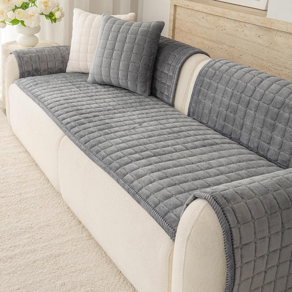 Velvet Washable Couch Cover for Dog, L Shape Sofa Cover for Pets.