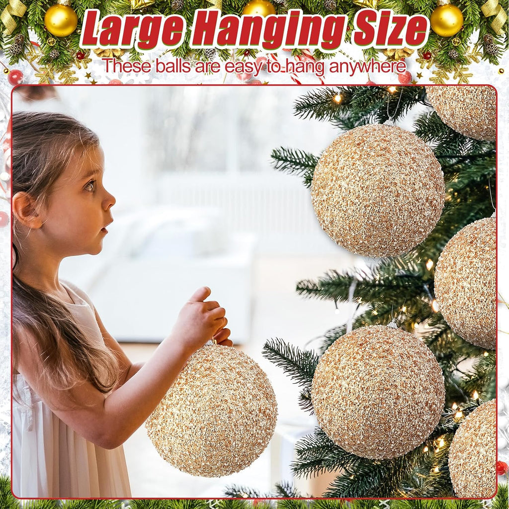 6 Pcs 8'' Extra Large Christmas Tree Ball Ornaments Oversized Huge Big Shatterproof Plastic Xmas Hanging Decorations