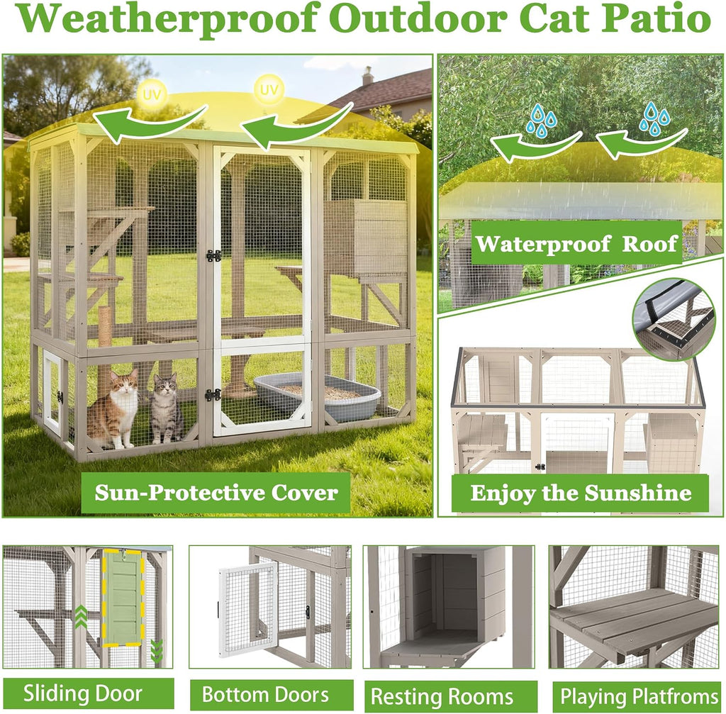 Catio Cat Enclosures Cat's House for Indoor Outdoor for 1-3 Cats