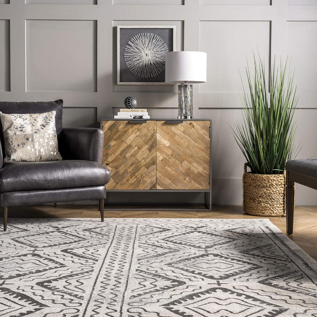 Spencer Aztec Trellis Area Rug, Ivory