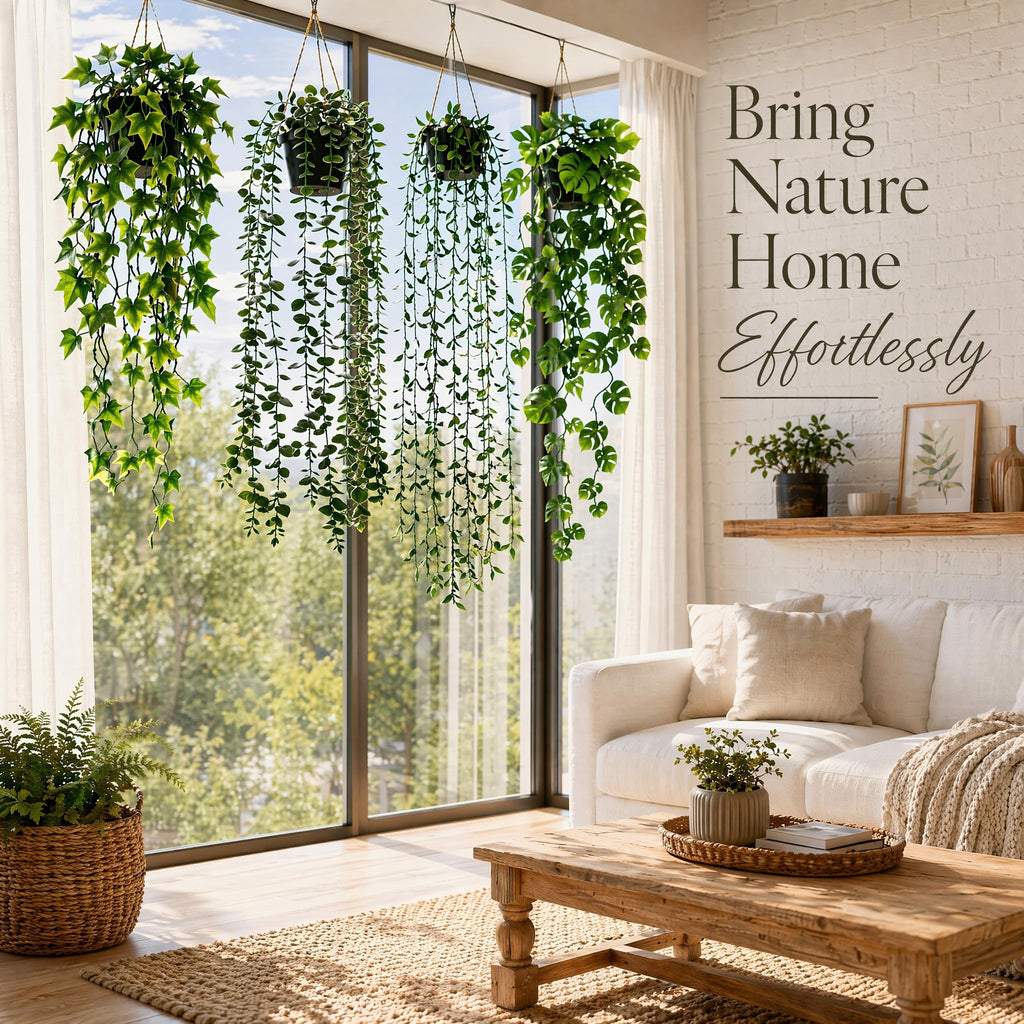 Fake Plants Artificial Indoor Faux Hanging Plants Greenery Eucalyptus Green Décor 4 Pack Bathroom Farmhouse Room