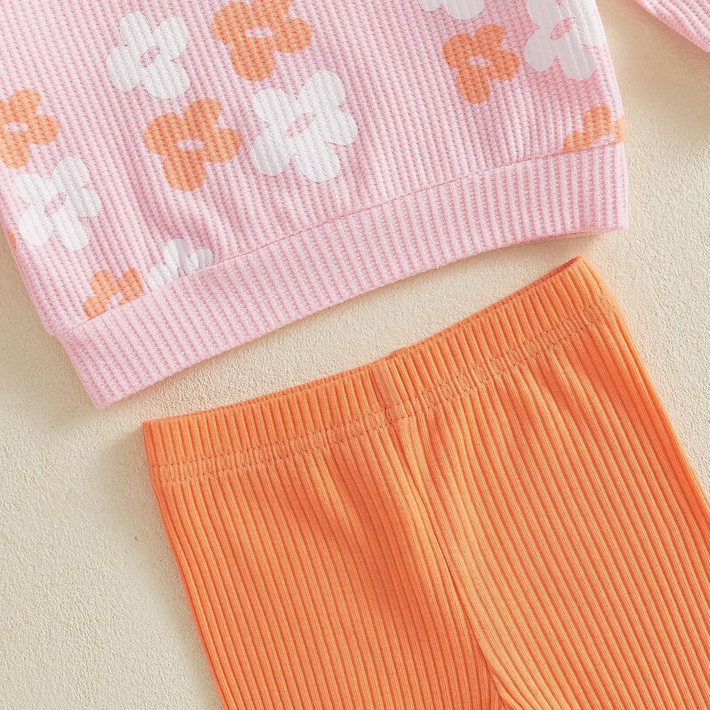 Toddler Girl Clothes Floral Sweatshirt Flare Pants Set
