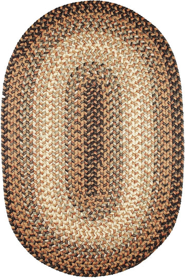 Oval 3X5 Taupe/Gray Braided Rug Hartford Primitive Decor Carpet - Indoor Outdoor - 3' X 5' Woven Entryway Carpet