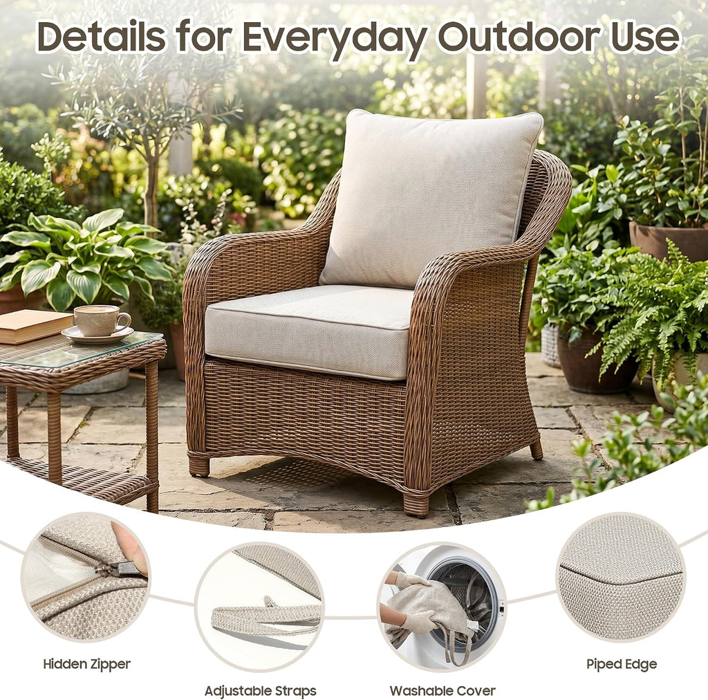 24x24 Outdoor Seat Cushions Set of 2, Thick Deep Seated Outdoor Chair Cushions Furniture, Fade Resistant Replacement