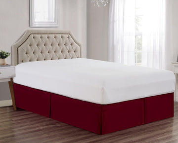 Super Soft Solid Brushed Microfiber 14" Pleated Bed Skirt/Dust Ruffle (Burgundy)
