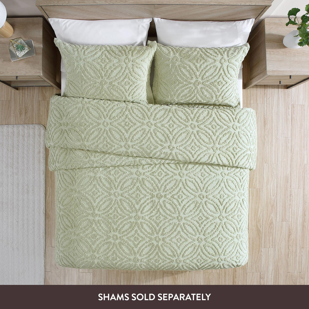 Wedding Ring Full Cotton Chenille Bedspread, Sage