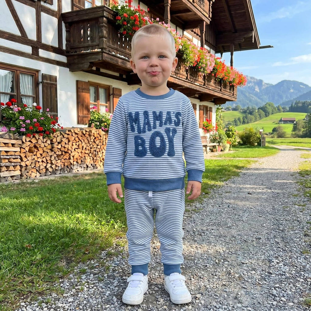 Toddler Baby Boy Fall Winter Clothes Waffle Sweatshirt + Pants Sets