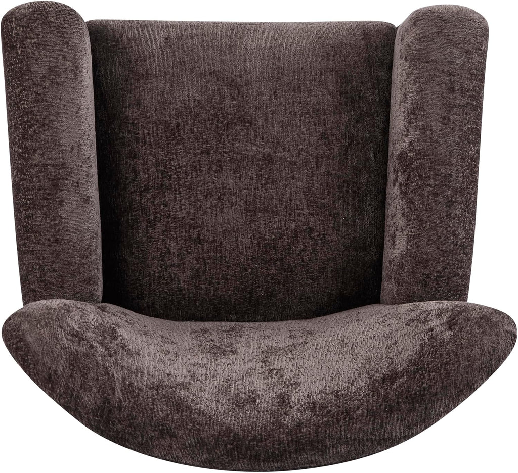 Lindy Wingback Accent Chair, Upholstered Armchair with Rounded Wooden Legs, Curved Backrest Single Sofa, Soft Cushion