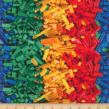 Rainbow Cotton Building Blocks Multi, Fabric by The Yard