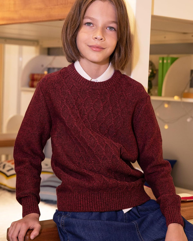 Boys Sweaters 100% Cotton Cable Knit Kids Sweater Striped Pullover