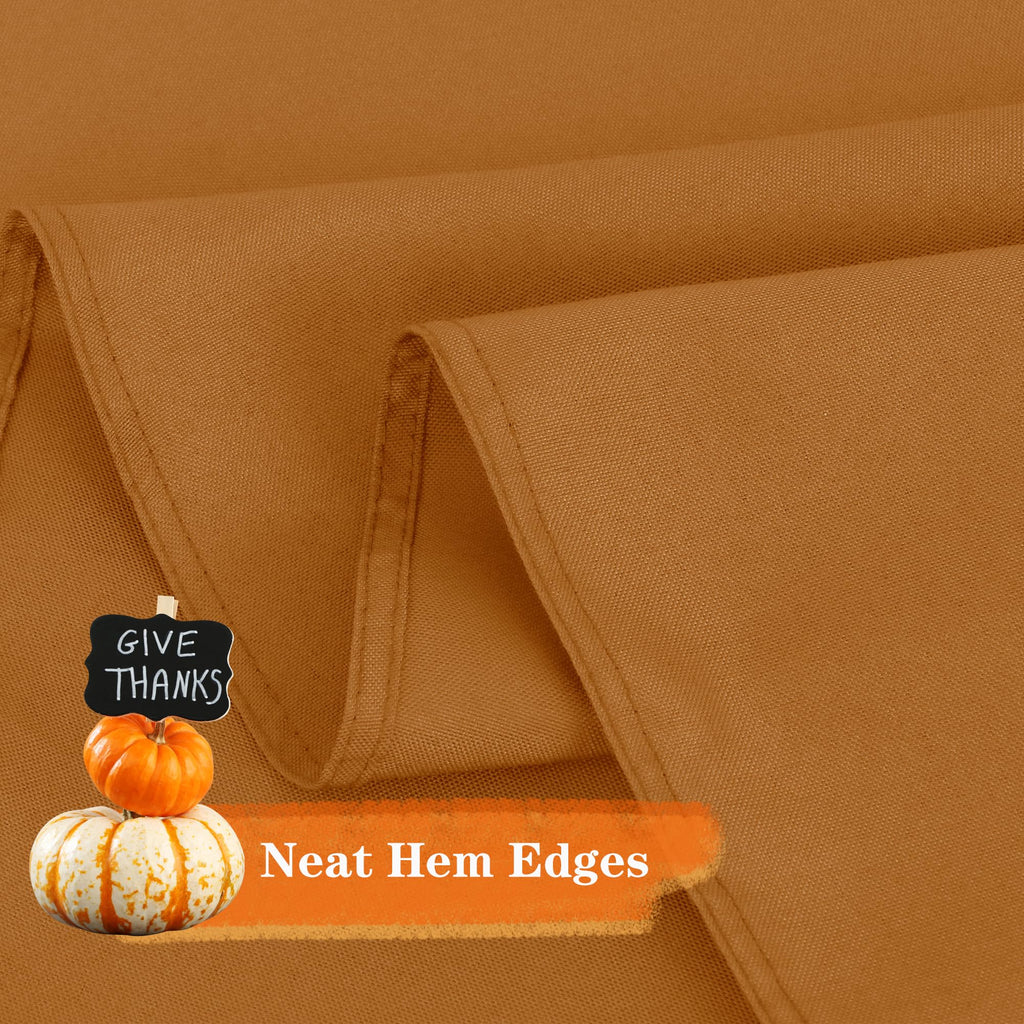 Round Tablecloth 90 Inch Light Brown Fall Table Cloth, Bronze