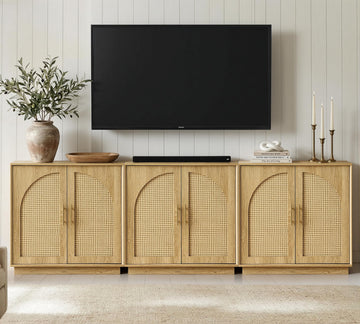 31.5" Sideboard Buffet Cabinet with Storage, Light Oak, 3pcs
