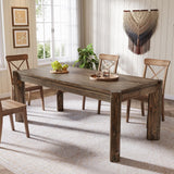 Solid Wood Dining Table for 6 People, 63" Farmhouse Kitchen Table with Heavy Duty Legs, Rectangular Dining Room