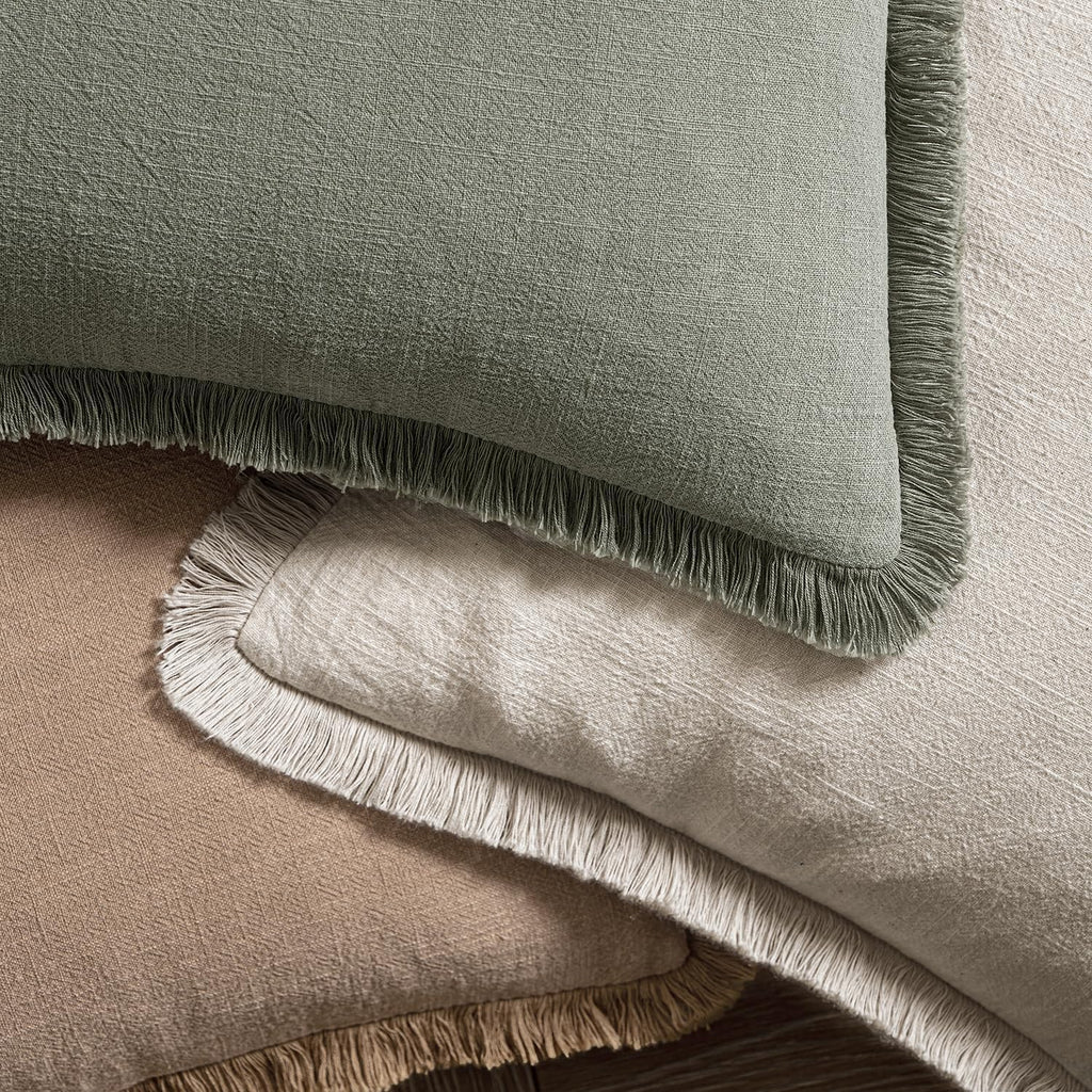 Decorative Throw Pillow Covers Neutral Linen Fringe Throw Pillows Euro Shams Set of 2 Natural Beige Boho Farmhouse