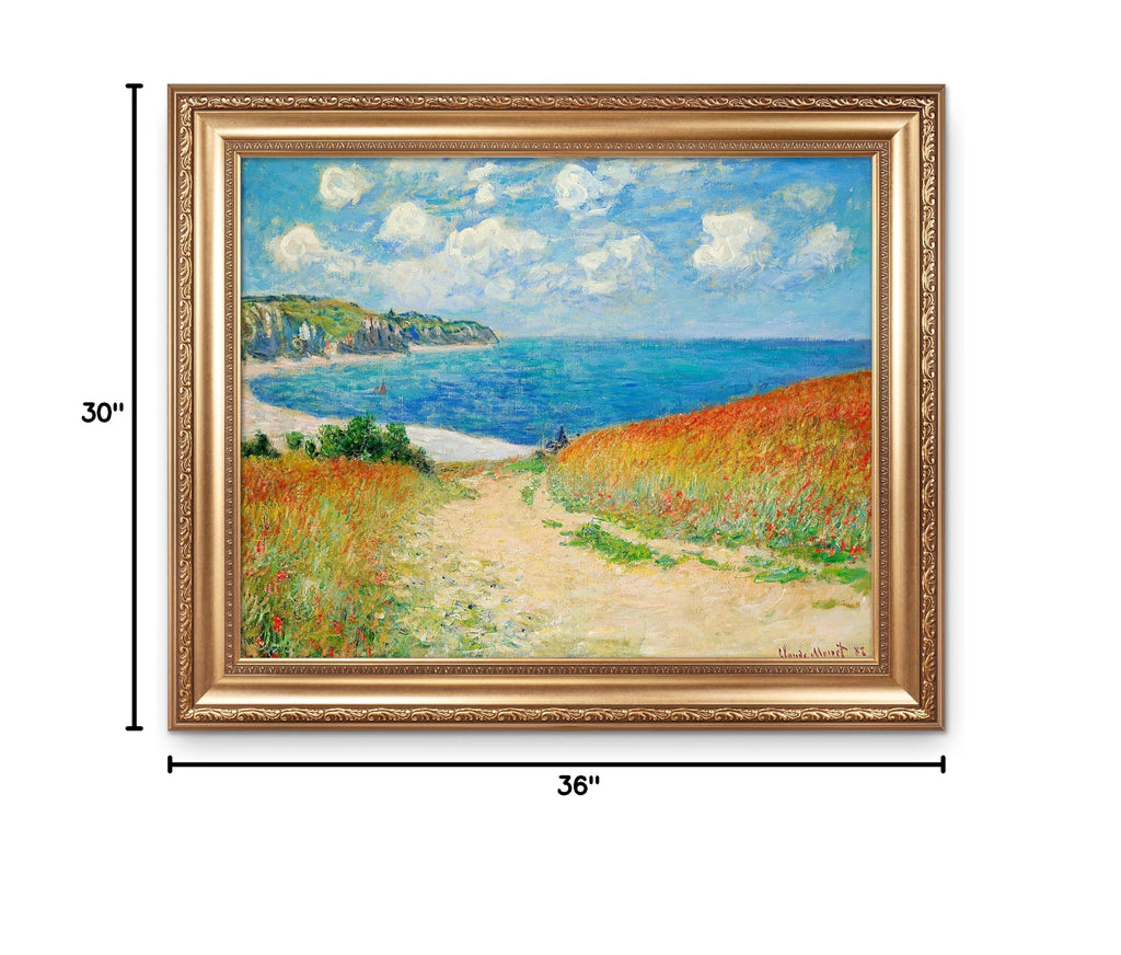 Path in the Wheat Fields at Pourville by Claude Monet Framed Size:36x30 inches, Image Size:30x24 inches World Classic