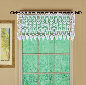 Medallion Macramé Tailored Valance 16", White, 48W x 16L