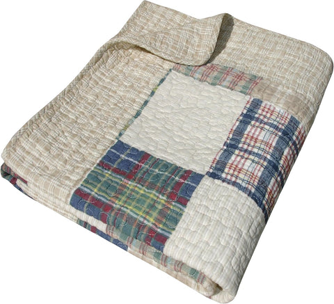 Greenland Home Oxford 100% Cotton Throw Blanket, Tan 50 x 60 in