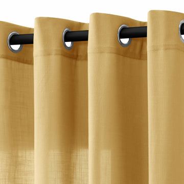 Gold Linen Grommet Curtains 96 Inch Length 2 Panels