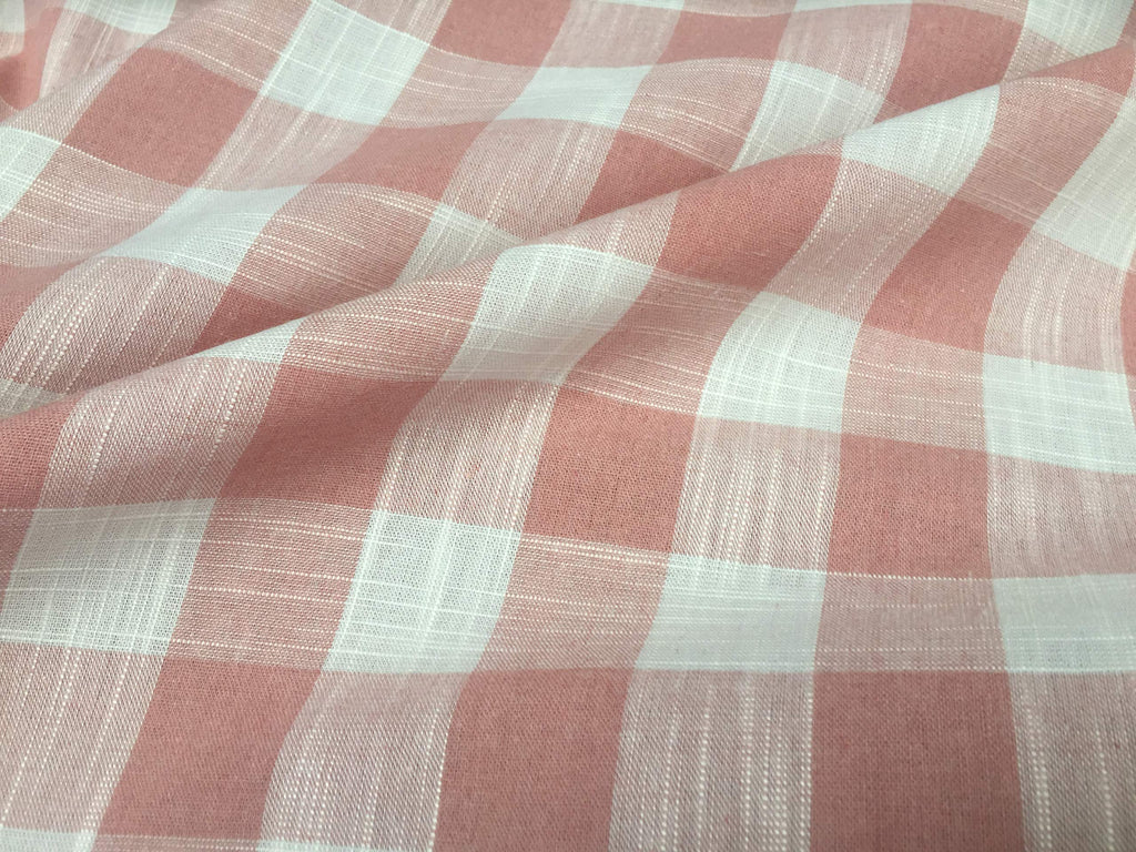 Gingham Linen Checked Linen Fabric Plaid Material Buffalo Black or Blue Check - 55 inches Wide (Sold by the Yard)