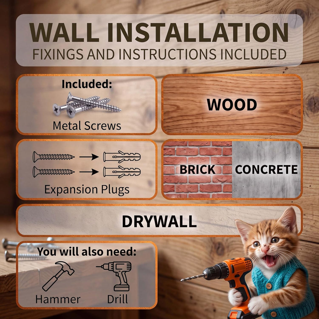 Wall Mounted Cat Shelves Bed Set Wooden Climbing Perch for Indoor Cats
