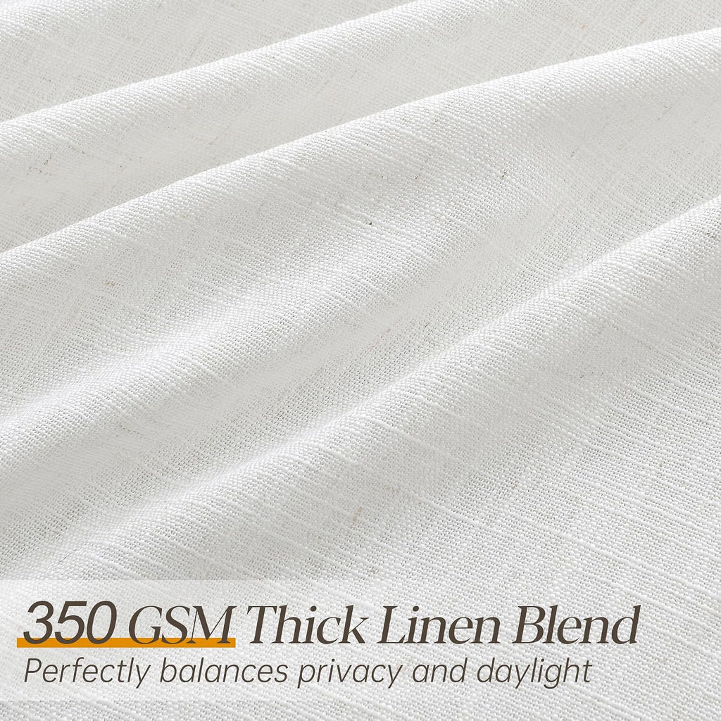 Natural Linen Curtains 84 Inch Length 2 Panels Neutral Textured Pinch Pleated Curtains Ivory Cream Beige Light