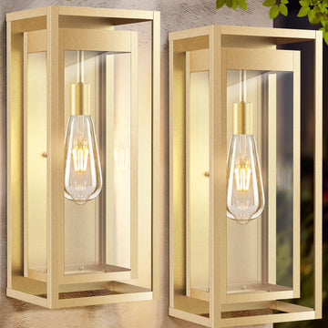 19 Inch Gold Outdoor Wall Light Fixtures, 2 Pack Porch Lights