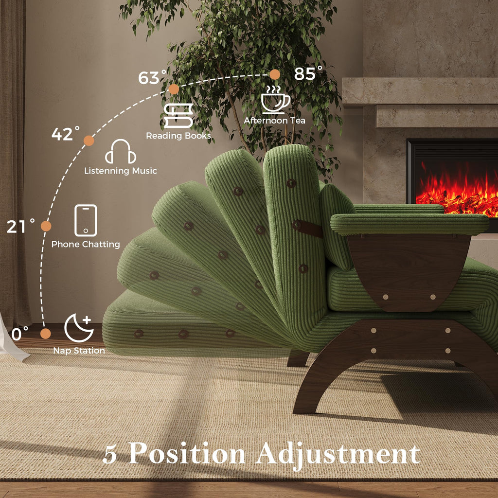 Convertible Sleeper Sofa Chair, 39" Corduroy Fold-Out Sofa Chair