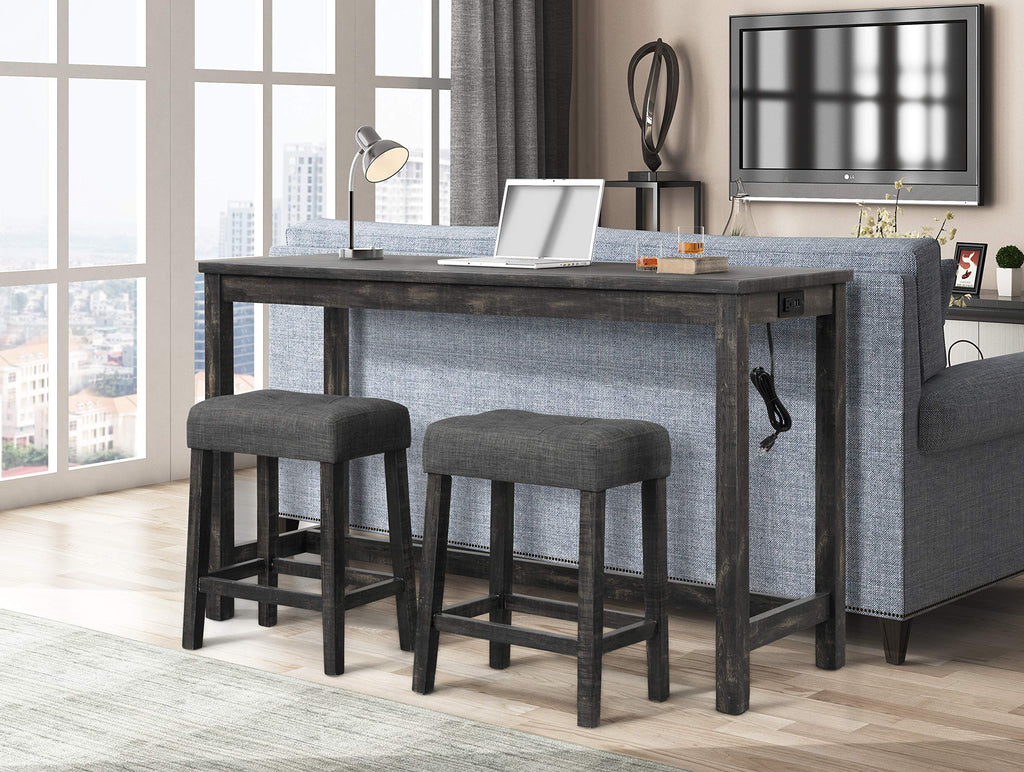 Cooper 60" Bar Height Pub Table, Black Charcoal