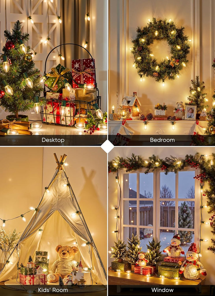 Christmas Lights Outdoor, 100Ft 100 LED Vintage C9 String Lights