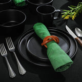 Bowery 32 Piece Matte Black Stoneware Dinnerware Plates, Bowls, and Mugs Set - Service for 8