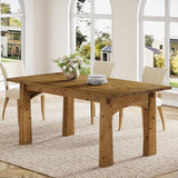 Solid Wood Dining Table for 4-6 People, 63-Inch Farmhouse Kitchen Table with Rich Grain and Texture, Wooden