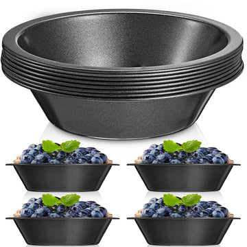 8 Pcs 4 Inch Steel Mini Pie Pans Tins, Black