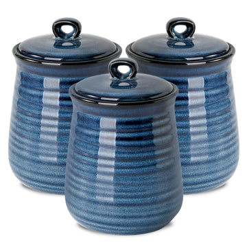 Kitchen Canisters Set with Airtight Lid for Countertop, 25 Ounce Ceramic Vintage Food Storage Jars Containers Set of