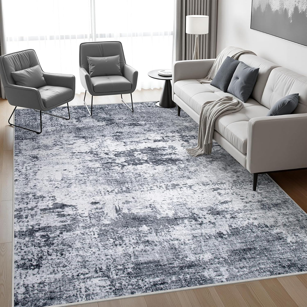 5x7 Area Rug Living Room Rug: Washable Modern Abstract Soft Thin Rug Indoor Floor No Slip Stain Resistant Carpet