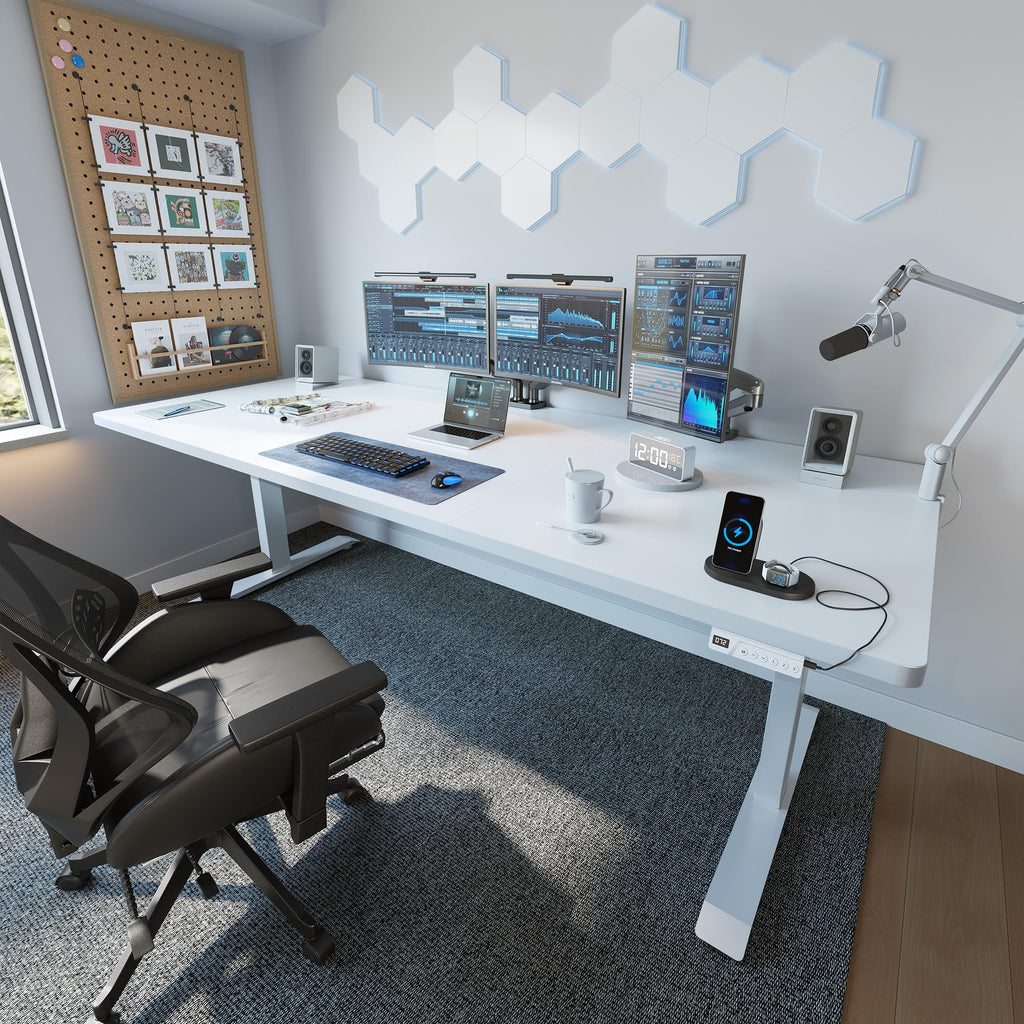 83 x 37 Inch Large Electric Standing Desk 1" Thick Desktop, White