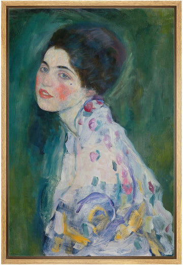 Framed Canvas Print Wall Art Portrait of a Lady Gustav Klimt Classic Illustrations Fine Art Decorative Vintage