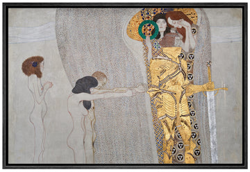 Framed Canvas Print Wall Art Beethoven Frieze by Gustav Klimt Historic Cultural Illustrations Fine Art Decorative