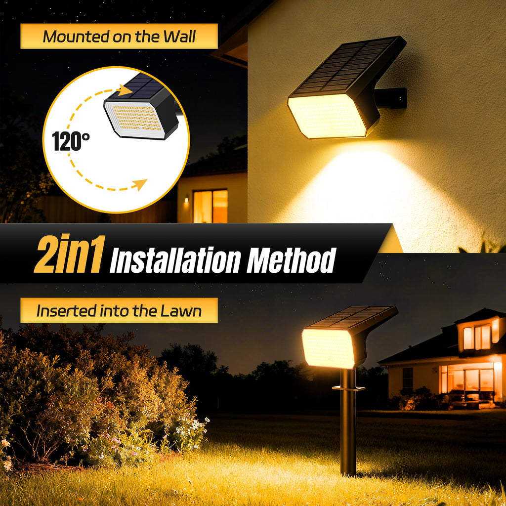 Solar Spot Lights Outdoor Waterproof, 10 Pack, 118 LED Warm White