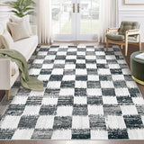 Checkered Area Rugs, Black and White Washable Large Area Rug Soft Non Slip Kids Rug Neutral Modern Geometric Carpet for Living Room Bedroom Nursery Dining Room Dorm Home Office