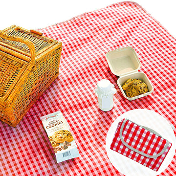 Cute Gingham Picnic Blanket, Waterproof Foldable, in Large 80x60in and Extra Large 80x80in, Portable Compact Beach