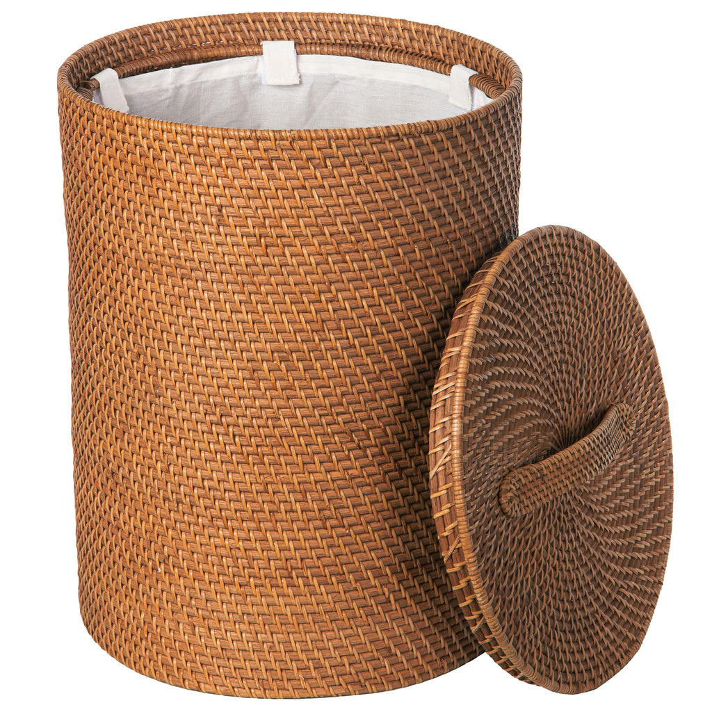 Rattan Laundry Hamper with Lid and Removable Liner Honey Brown
